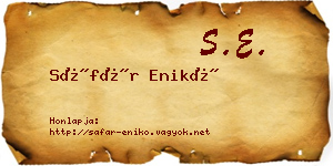 Sáfár Enikő névjegykártya